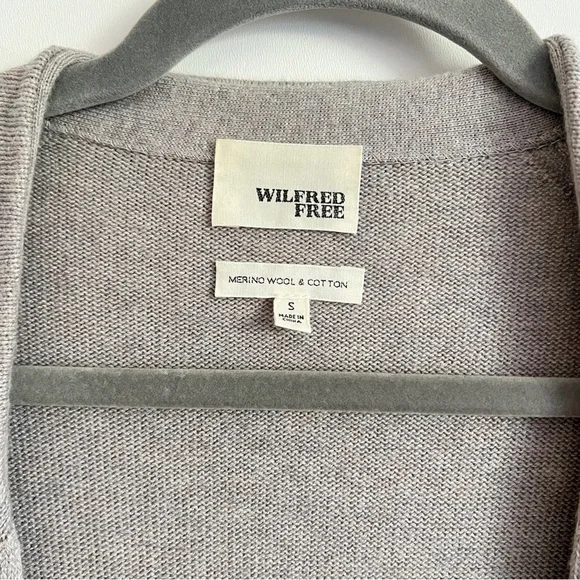 Aritzia Wilfred Free Merino Wool Cotton Open Front Cardigan Neutral Size Small - Picture 5 of 6